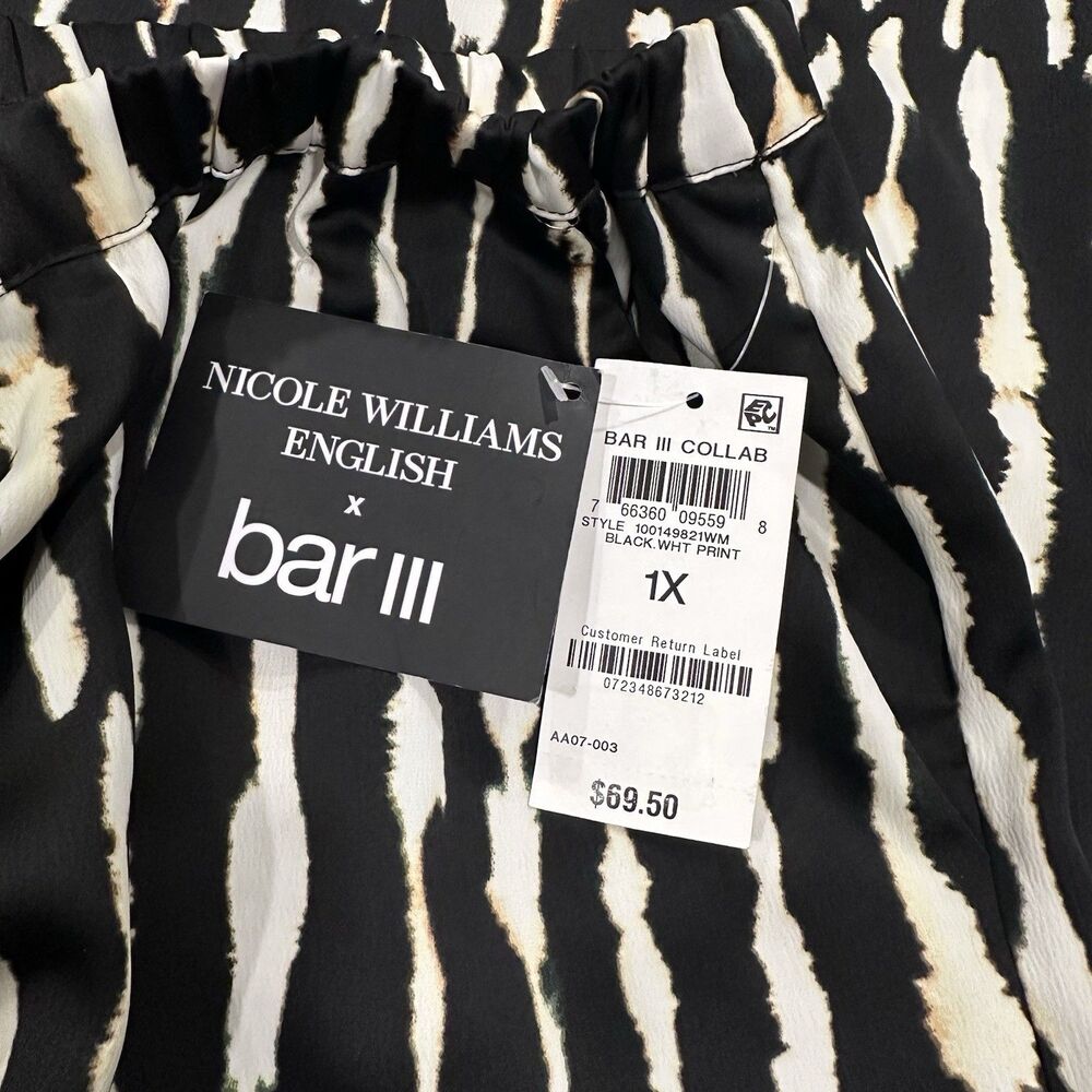 New Bar III Collab Black Wht Print Size 1X Printed A-Line Maxi Skirt MSRP$69.50 - Picture 7 of 8